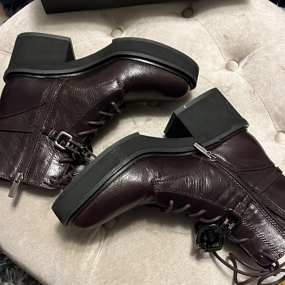 Vince Camuto, ankle boots with metallic chain detail, inside of the leg zipper. - Picture 9 of 9